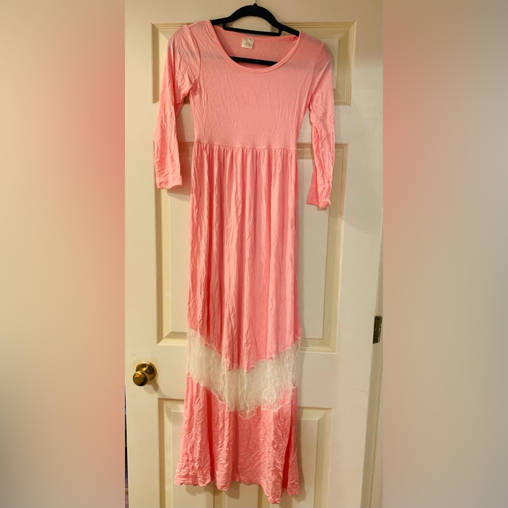 Size Medium Pink and Lace Maxi Dress